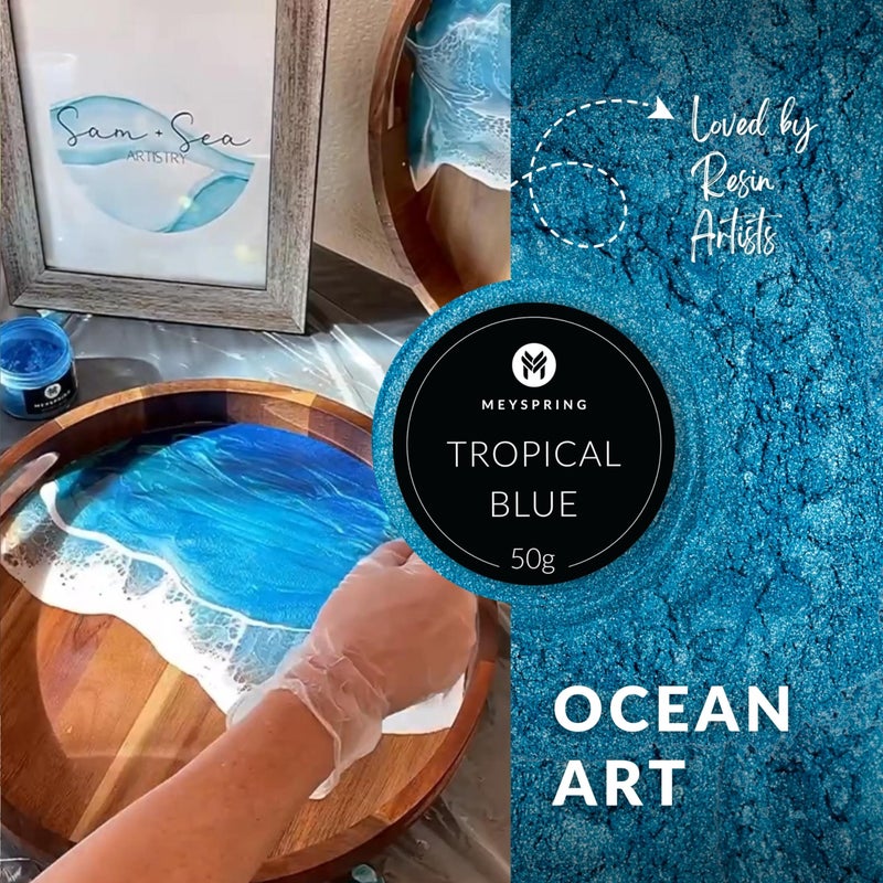 MEYSPRING Tropical Blue Epoxy Resin Color Pigment - 50 Grams - Great for Resin Art  Epoxy Resin  and UV Resin- Mica Powder for Epoxy Resin - Image 2